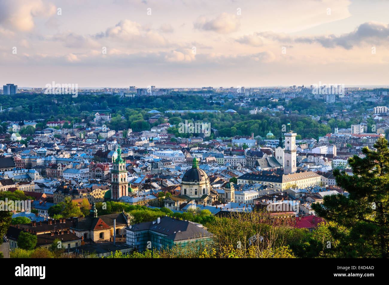 Alte Stadt Lwiw Abend Blick Stockfoto