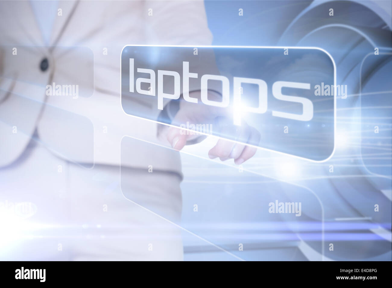 Geschäftsfrau auf Wort Notebooks Stockfoto