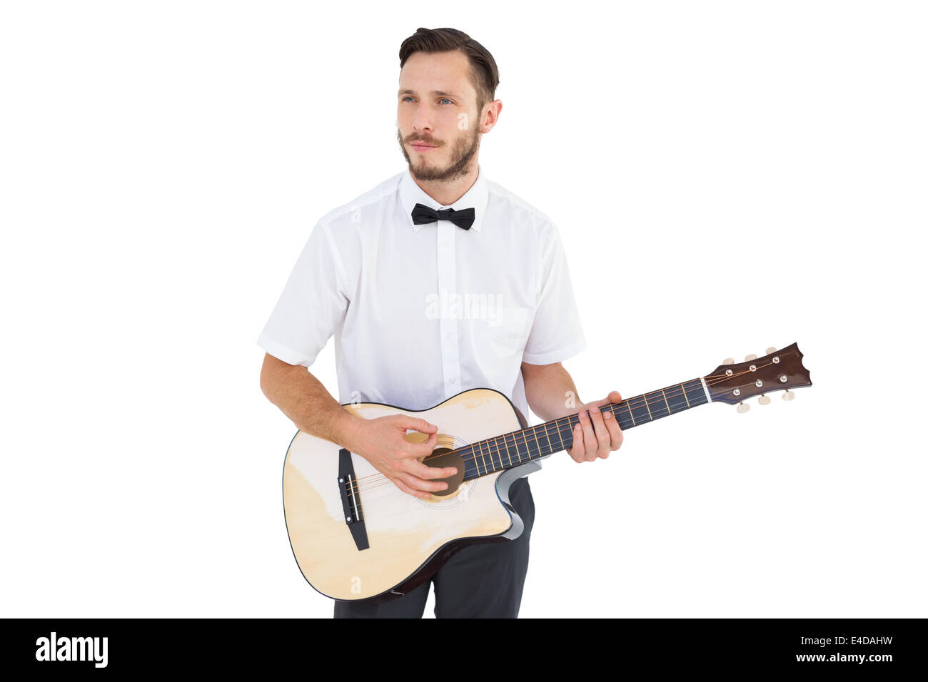 Geeky Hipster, Gitarre zu spielen Stockfoto