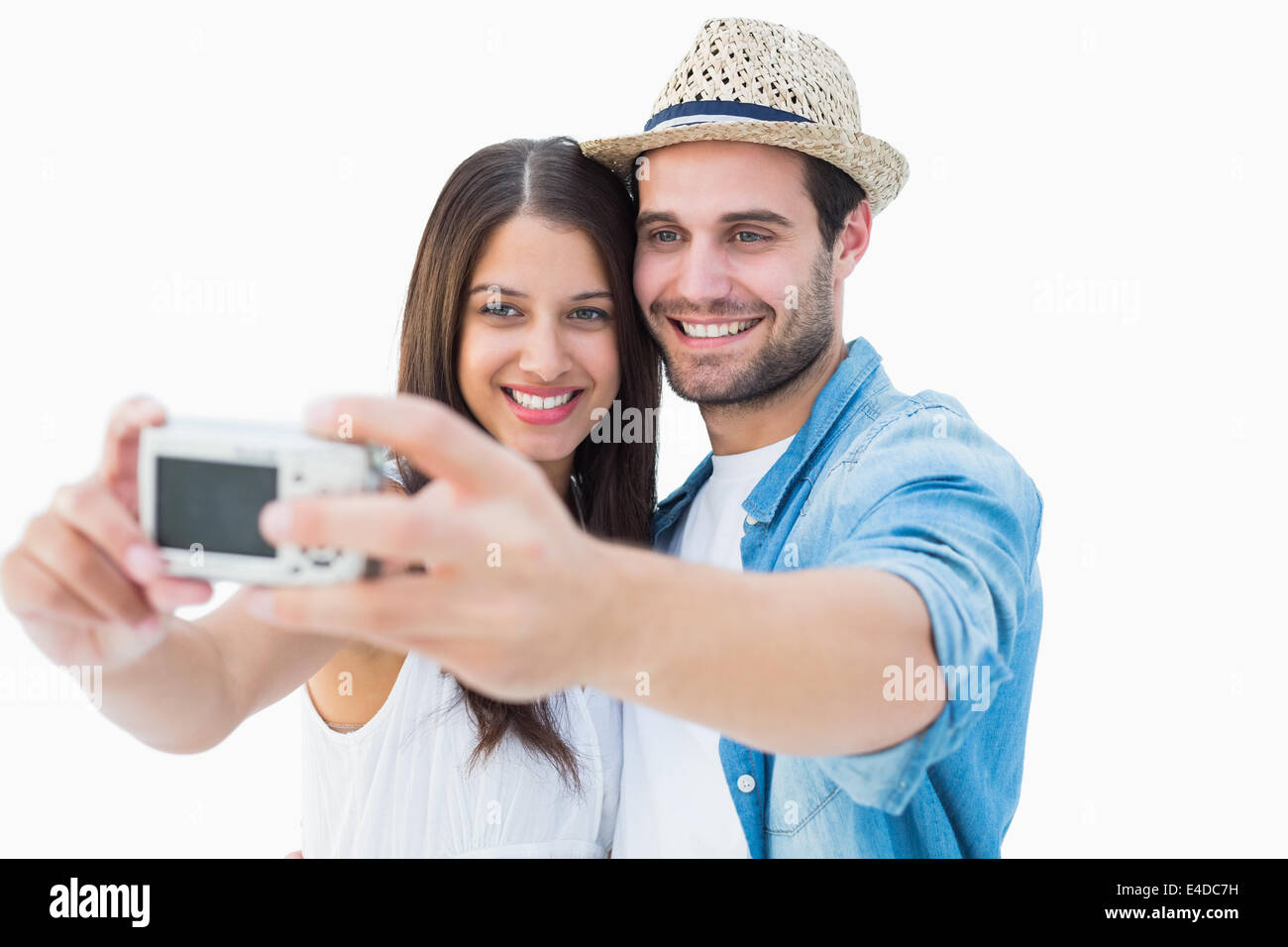 Glücklich Hipster paar unter einem selfie Stockfoto