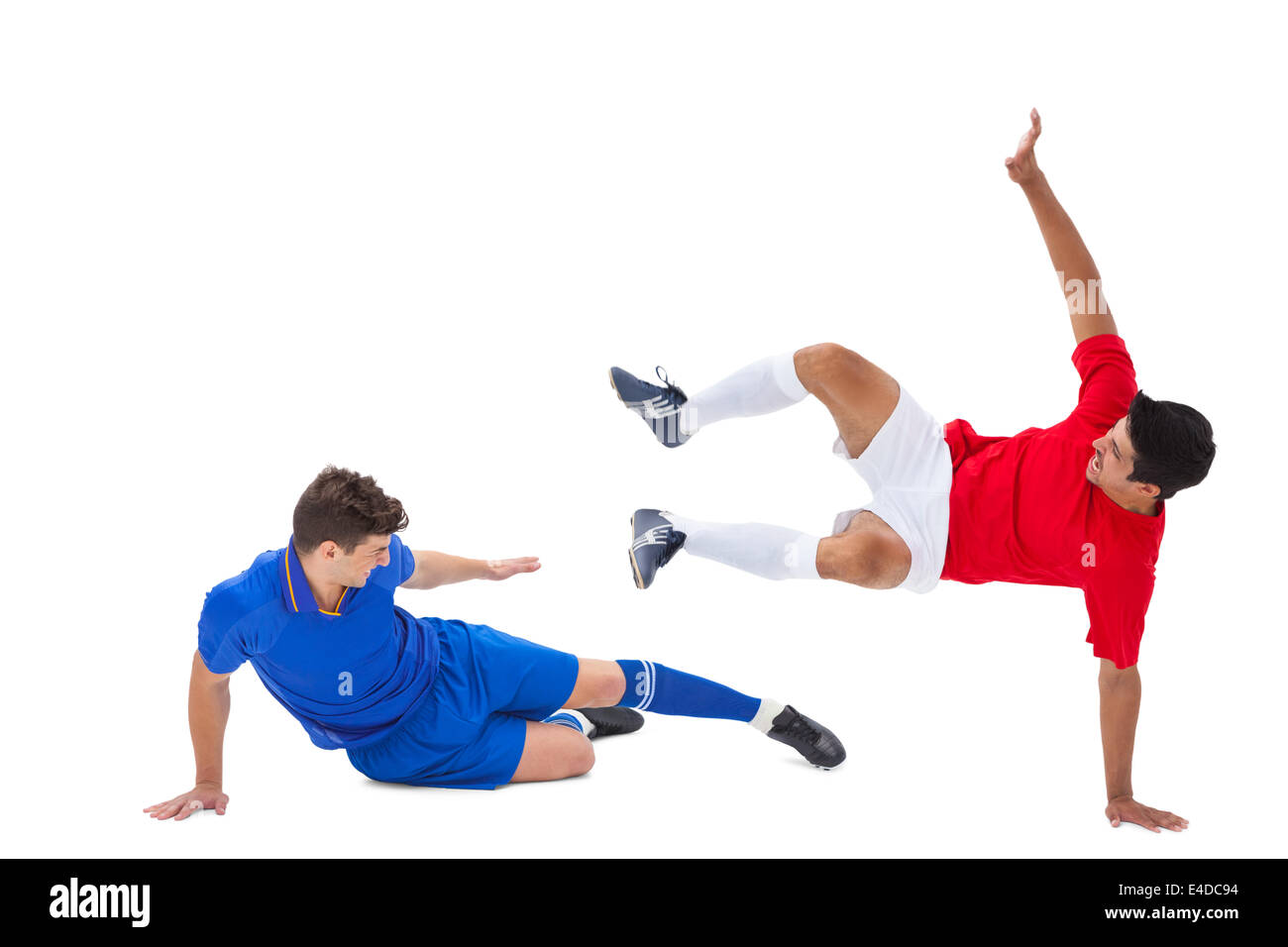 Fußball-Spieler um den Ball gegen Stockfoto