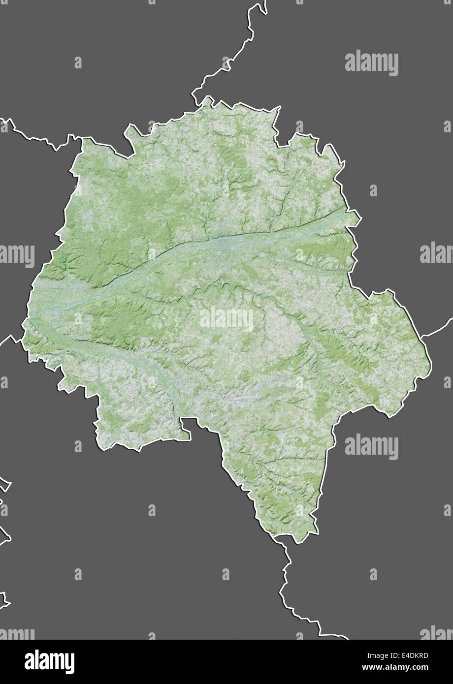 Departement Indre-et-Loire, Frankreich, Reliefkarte Stockfoto