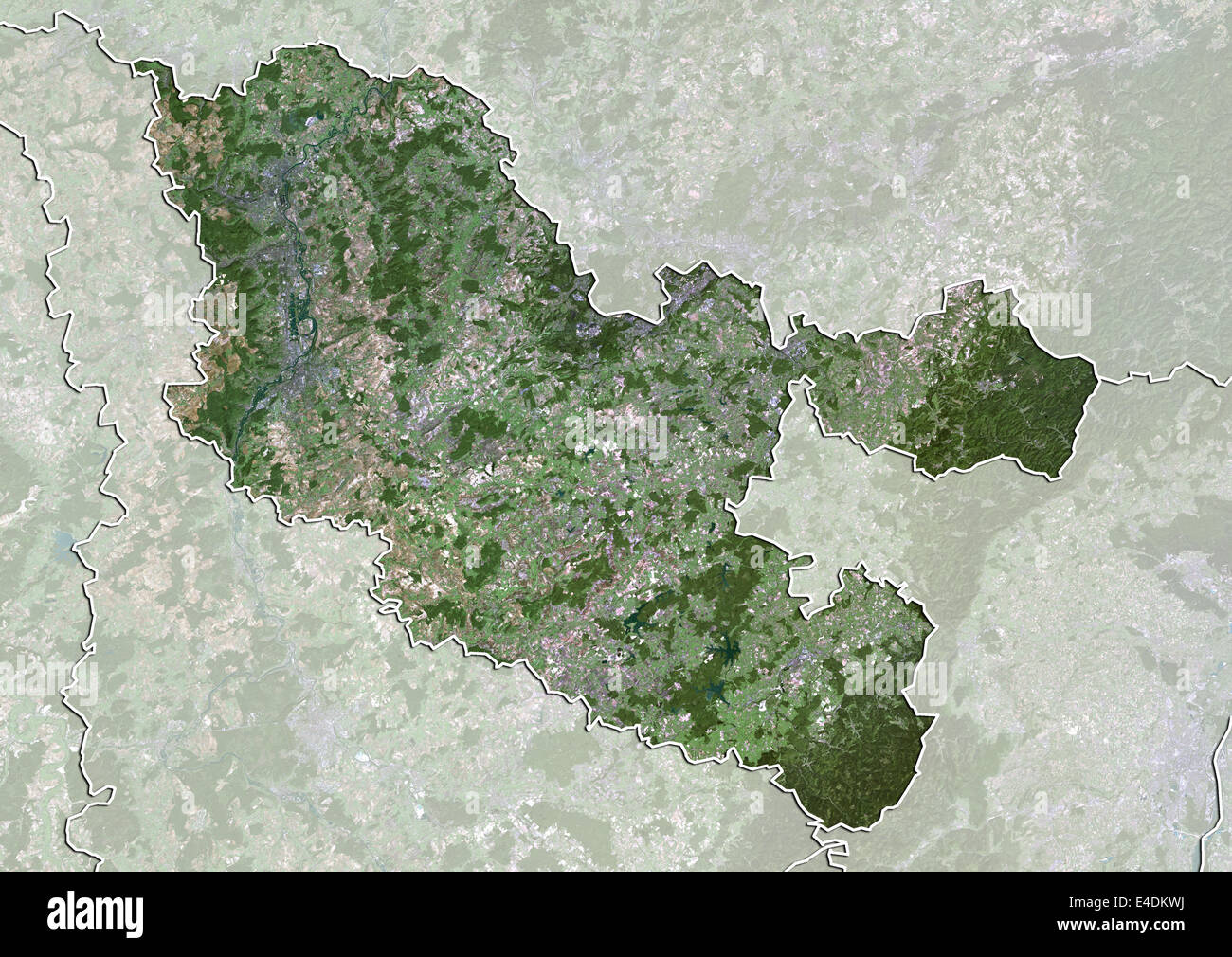 Departement Moselle, Frankreich, Echtfarben-Satellitenbild Stockfoto