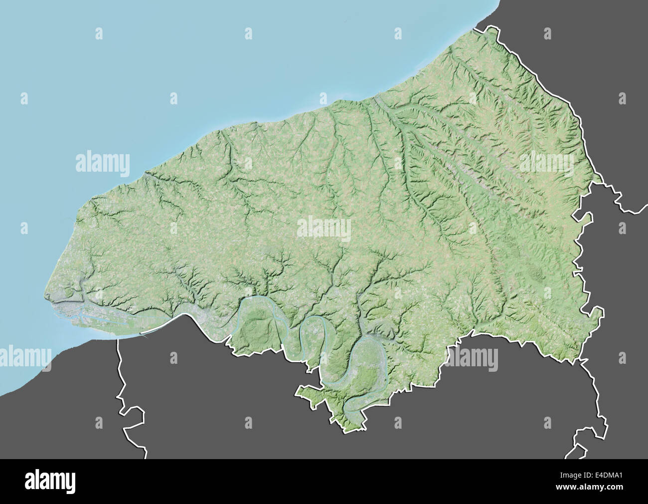 Departement Seine-Maritime, Frankreich, Reliefkarte Stockfoto