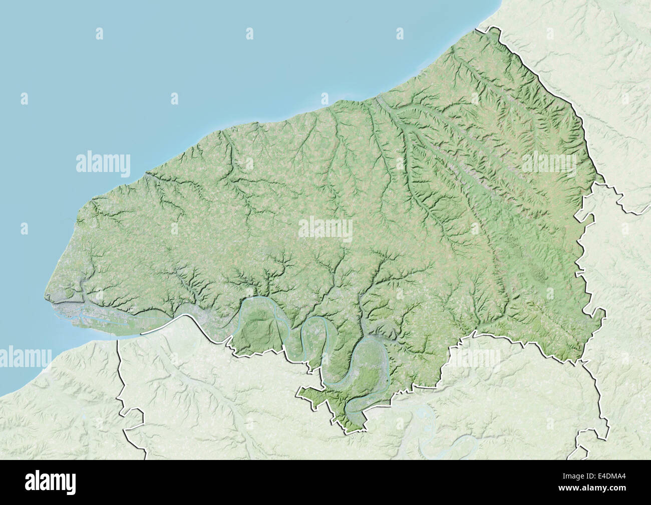 Departement Seine-Maritime, Frankreich, Reliefkarte Stockfoto