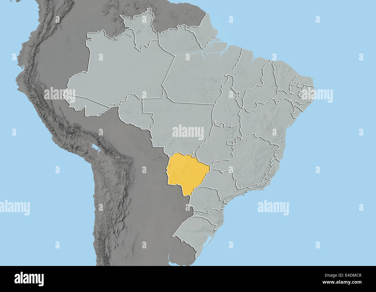 Bundesstaat Mato Grosso do Sul, Brasilien, Reliefkarte Stockfoto