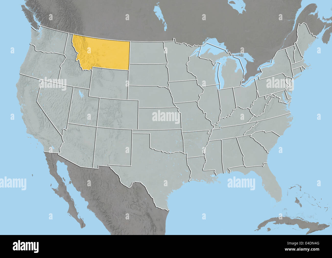 Bundesstaat Montana, Vereinigte Staaten, Reliefkarte Stockfoto