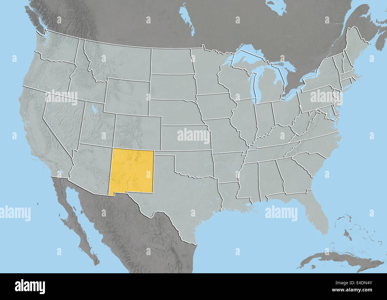 Bundesstaat New Mexico, Vereinigte Staaten, Reliefkarte Stockfoto