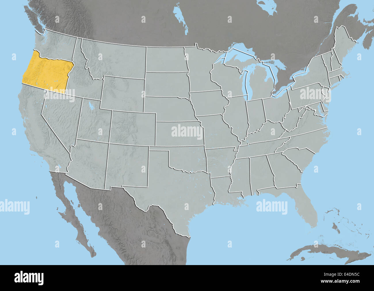 Bundesstaat Oregon, Vereinigte Staaten, Reliefkarte Stockfoto