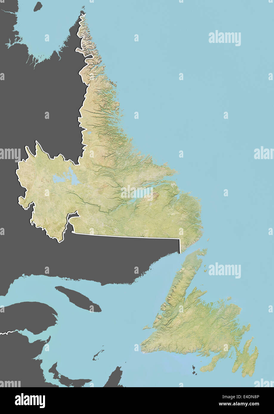 Provinz von Neufundland und Labrador, Kanada, Reliefkarte Stockfoto