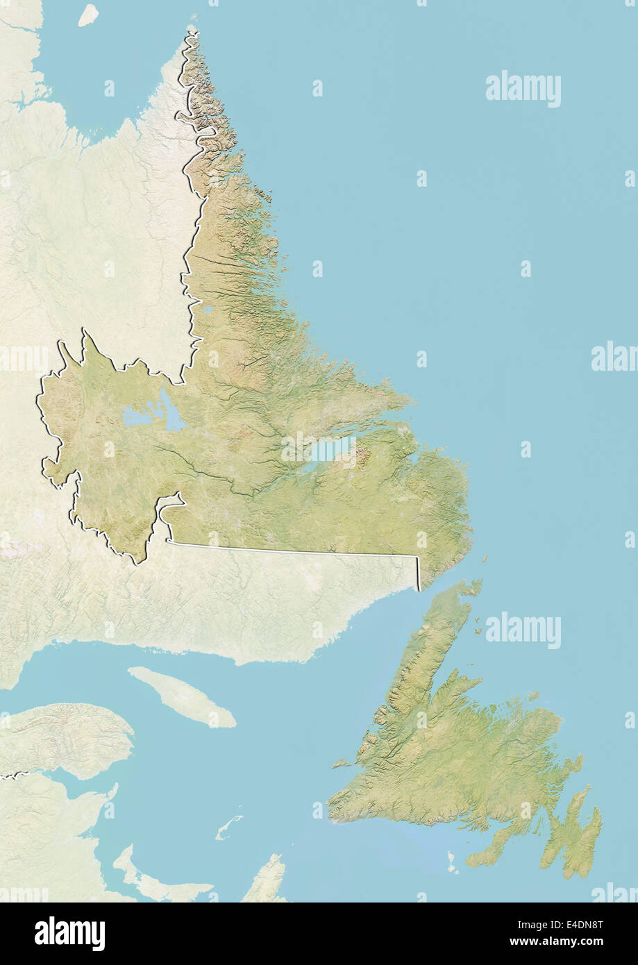 Provinz von Neufundland und Labrador, Kanada, Reliefkarte Stockfoto