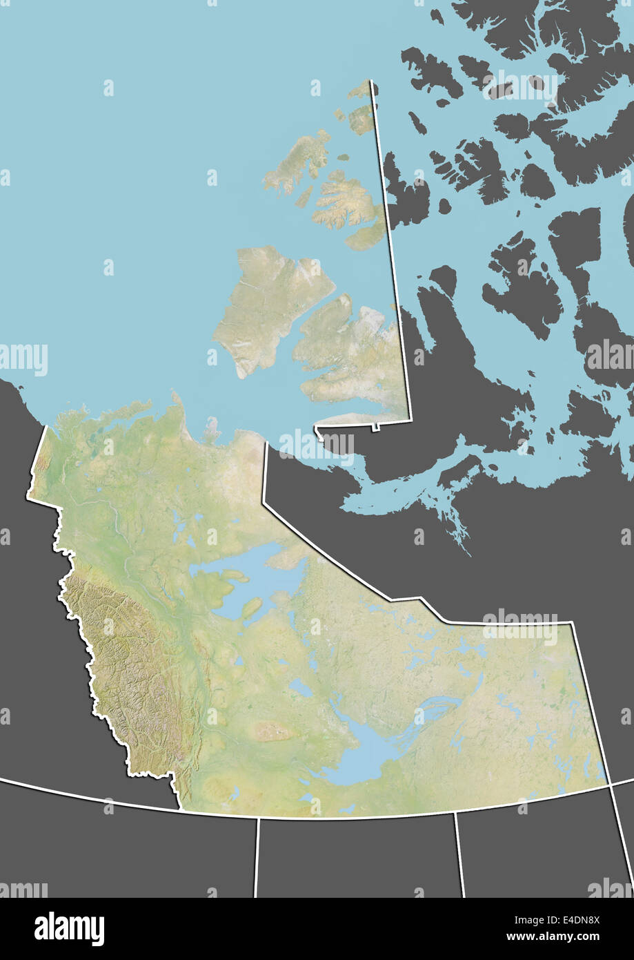 Nordwest-Territorien, Kanada, Reliefkarte Stockfoto
