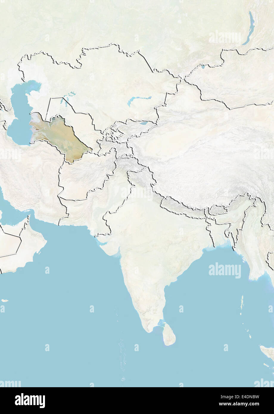 Turkmenistan, Reliefkarte Stockfoto