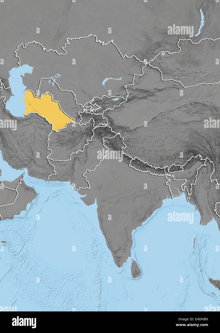 Turkmenistan, Reliefkarte Stockfoto