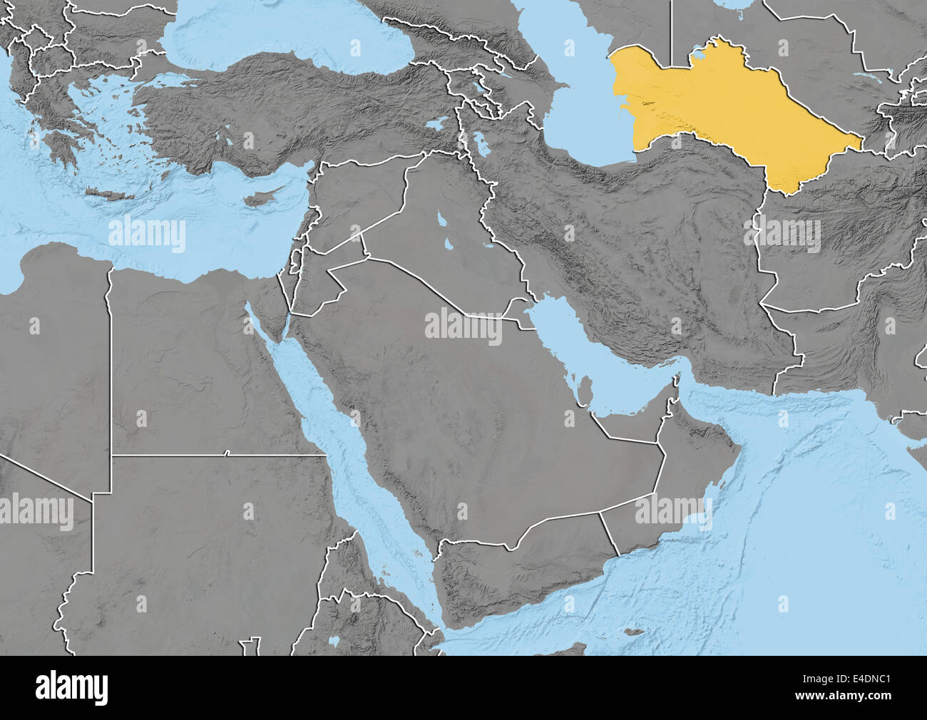 Turkmenistan, Reliefkarte Stockfoto
