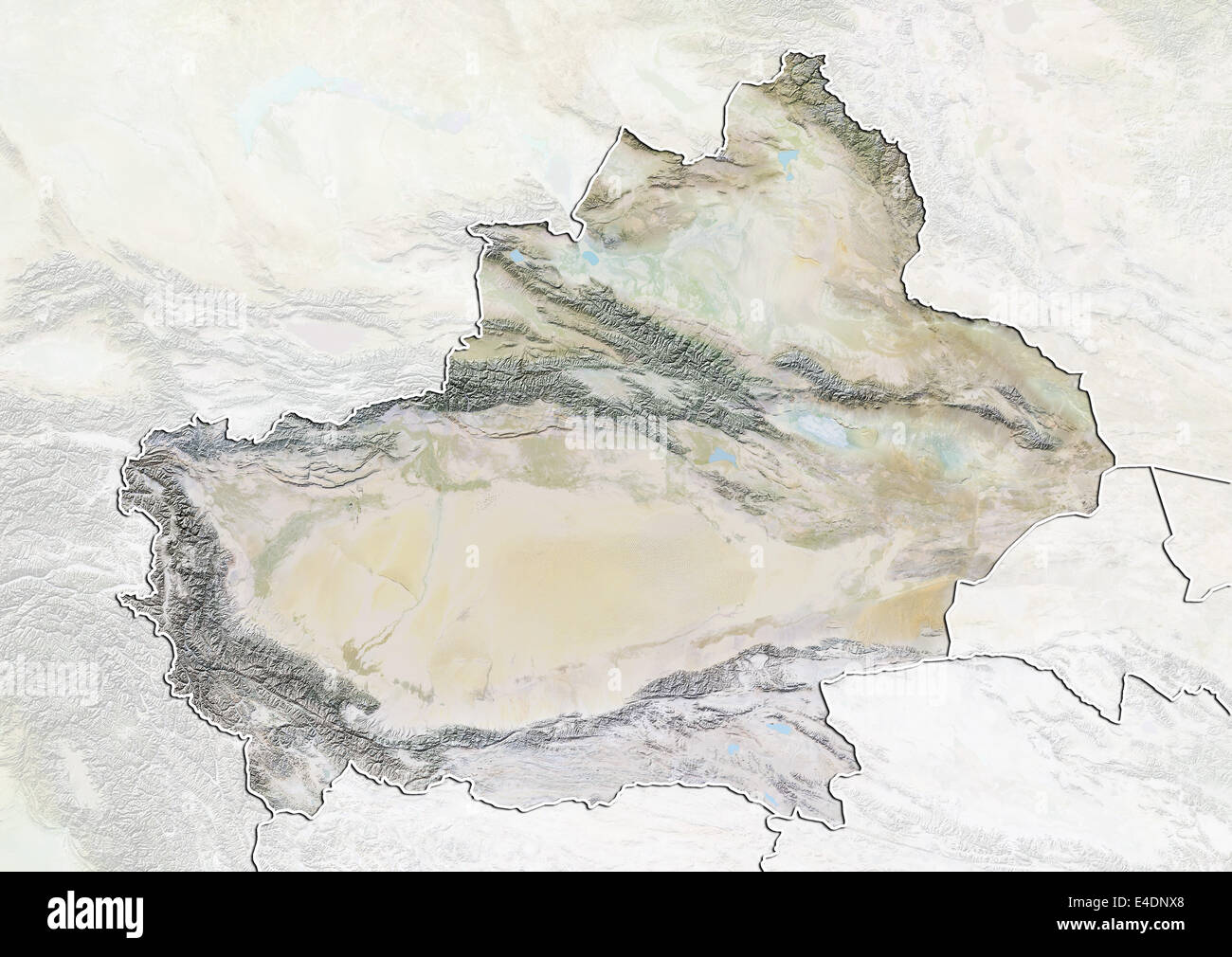 Region von Xinjiang, China, Reliefkarte Stockfoto