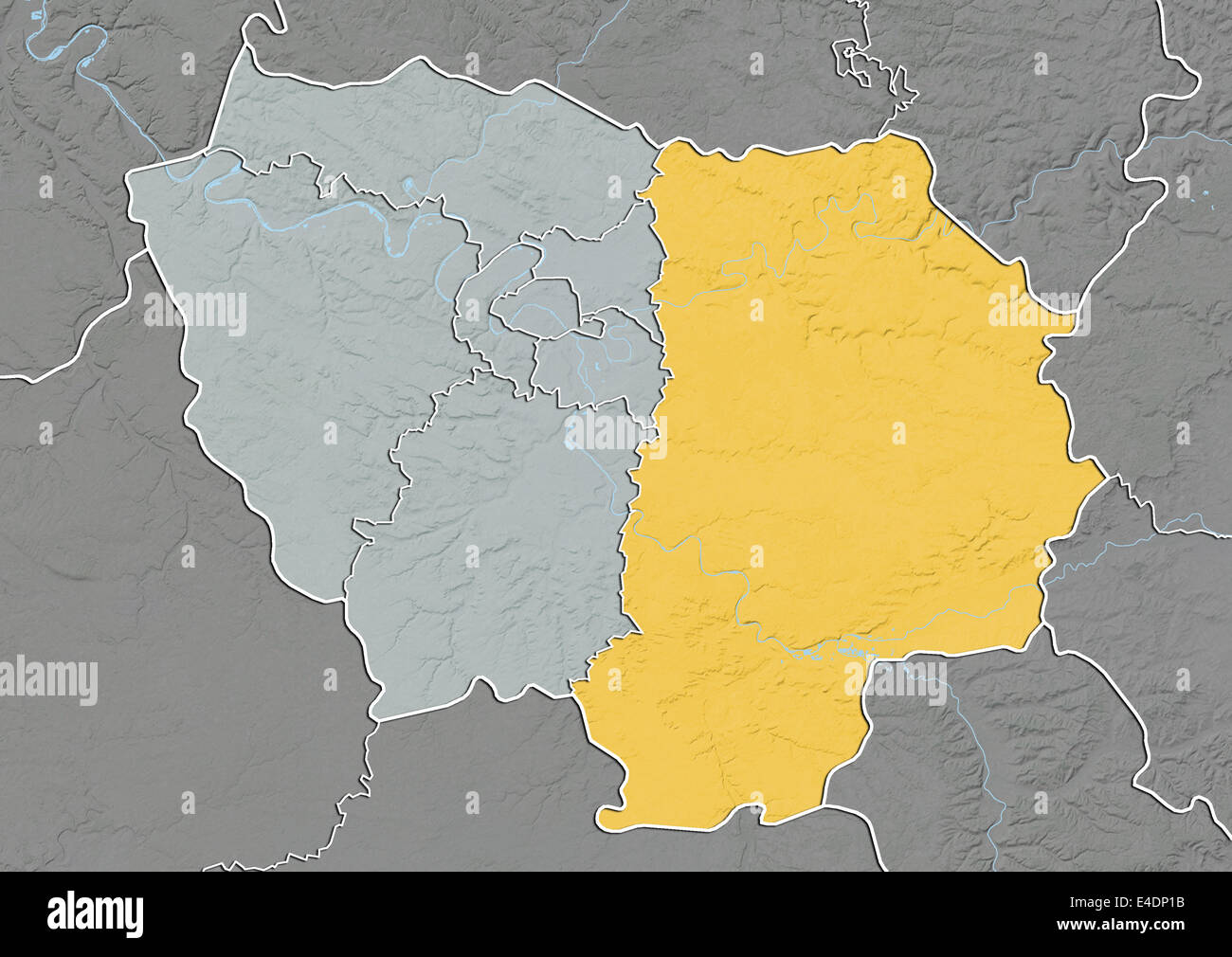 Departement Seine-et-Marne, Frankreich, Reliefkarte Stockfoto