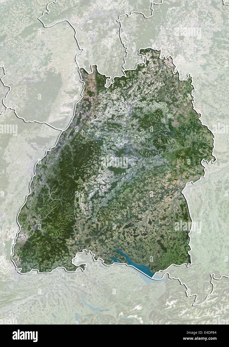 Zustand der Baden-Würtemberg, Deutschland, Echtfarben-Satellitenbild Stockfoto