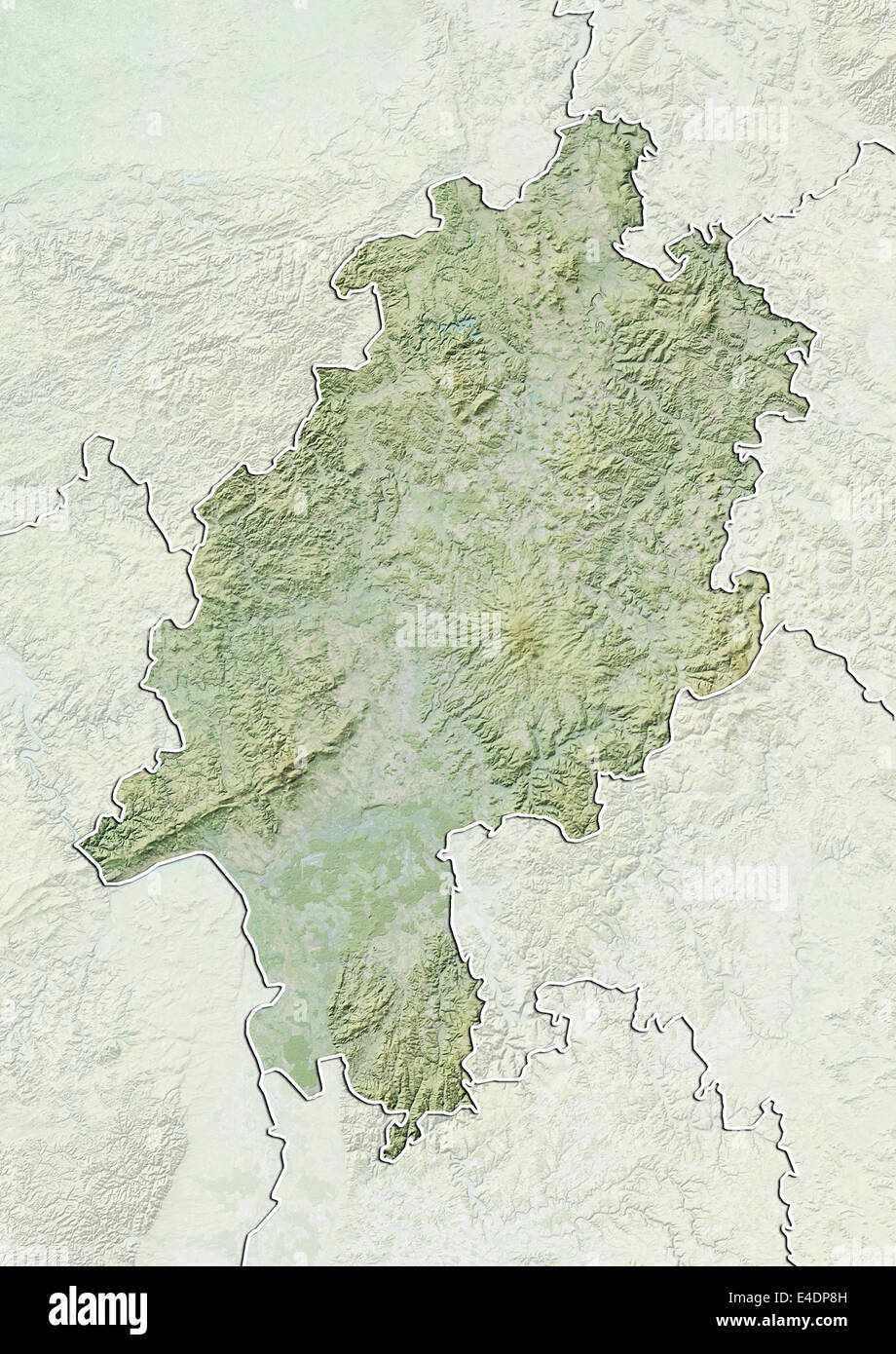 Zustand der Hessen, Reliefkarte Stockfoto