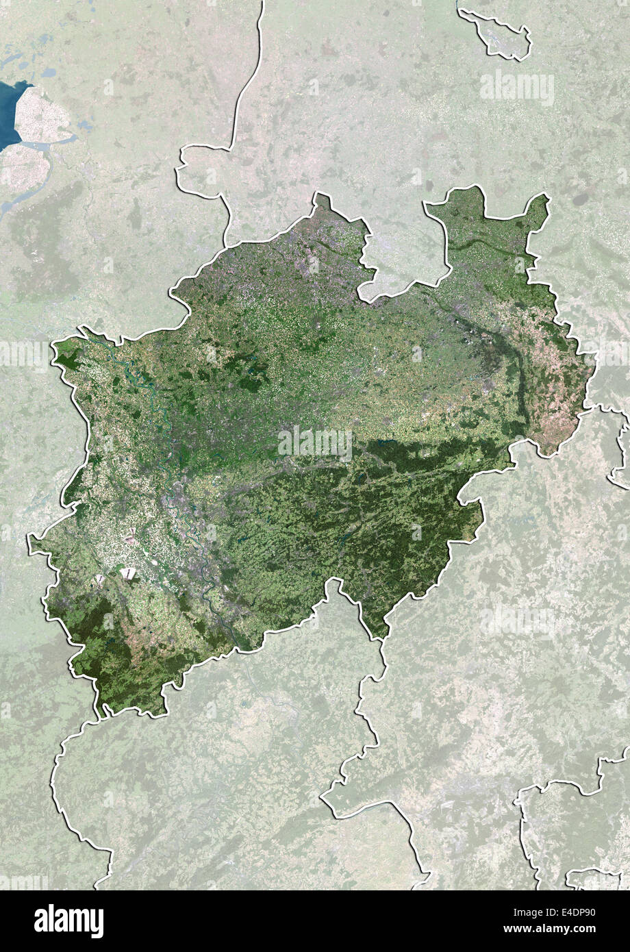 State of North Rhine-Westphalia, Germany, Echtfarben-Satellitenbild Stockfoto