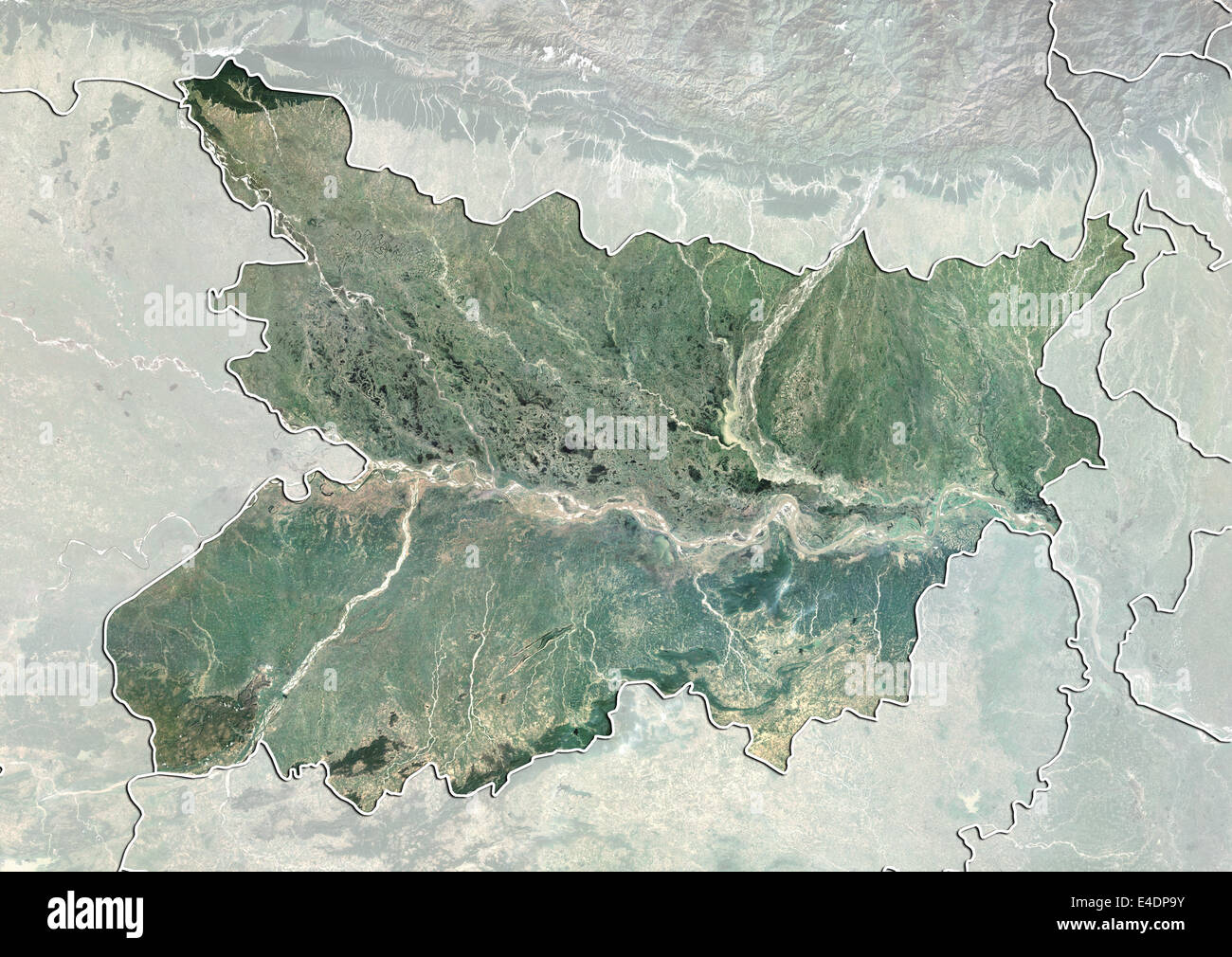 Bundesstaat Bihar, Indien, Echtfarben-Satellitenbild Stockfoto