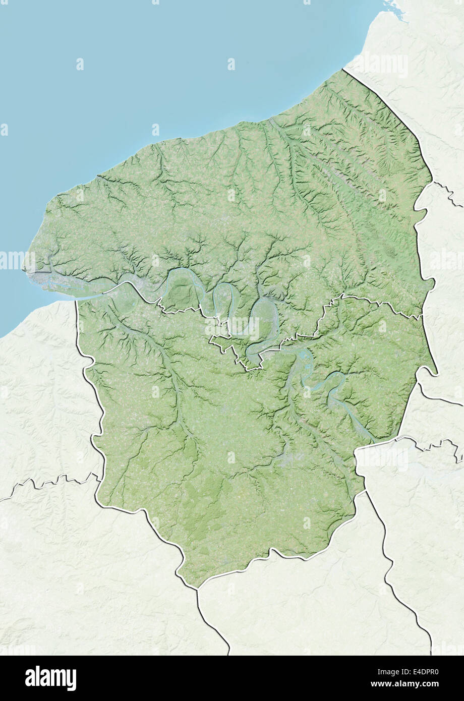 Region der Haute-Normandie, Frankreich, Reliefkarte Stockfoto