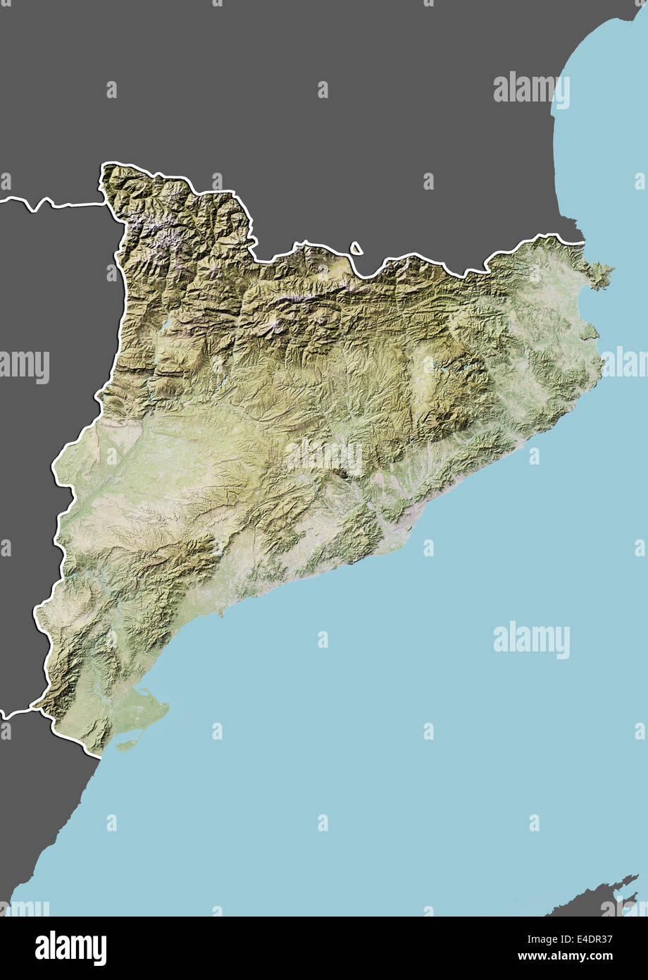 Katalonien, Spanien-Reliefkarte Stockfoto