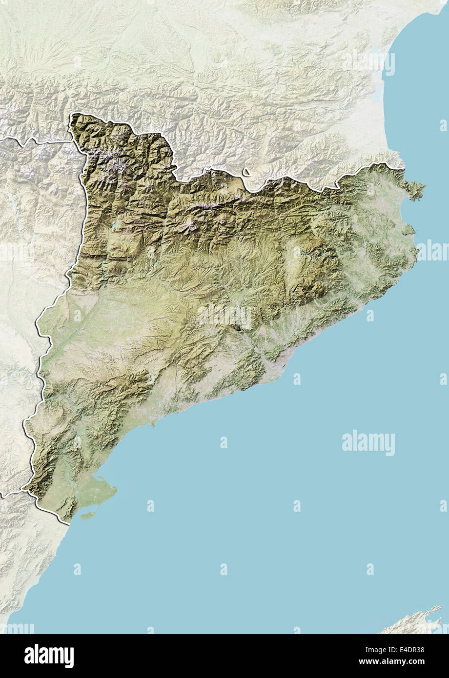 Katalonien, Spanien-Reliefkarte Stockfoto