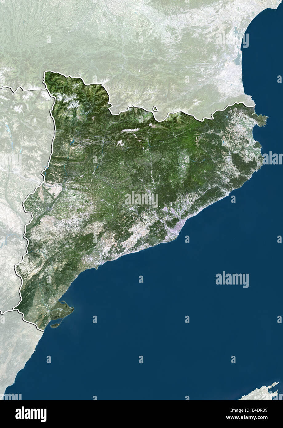 Katalonien, Spanien, Echtfarben-Satellitenbild Stockfoto