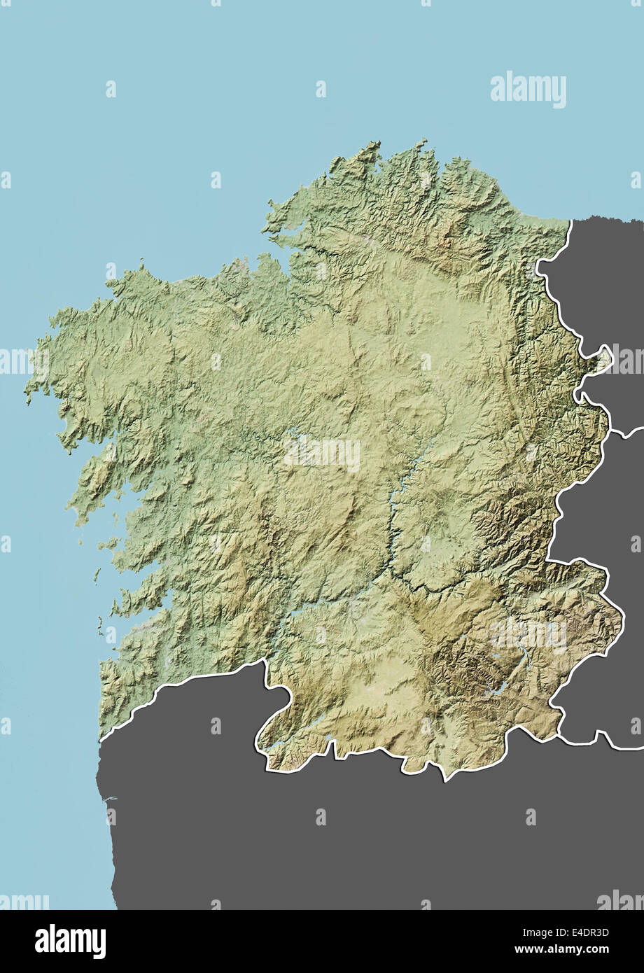 Galicien, Spanien, Reliefkarte Stockfoto