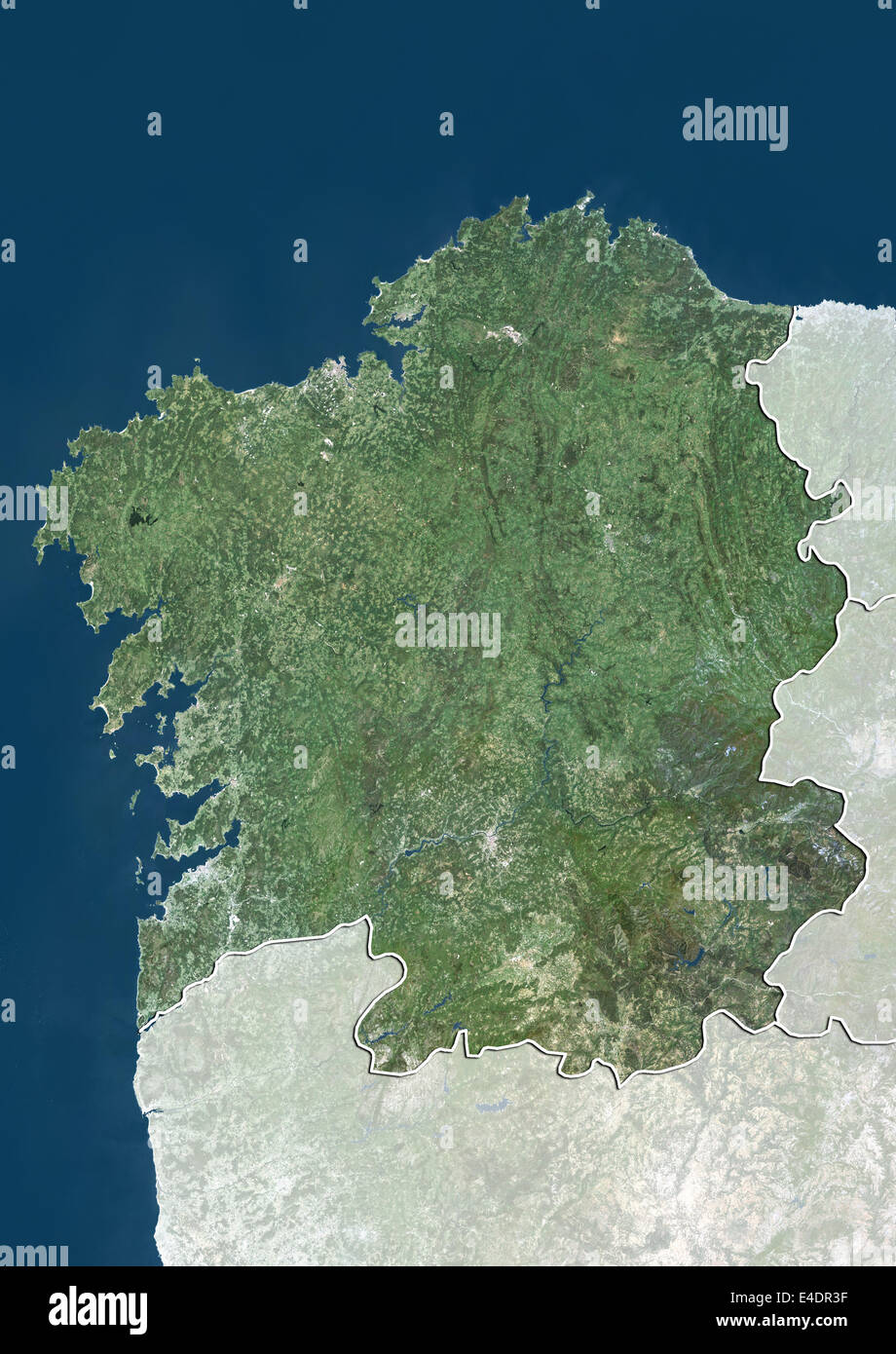 Galicien, Spanien, Echtfarben-Satellitenbild Stockfoto