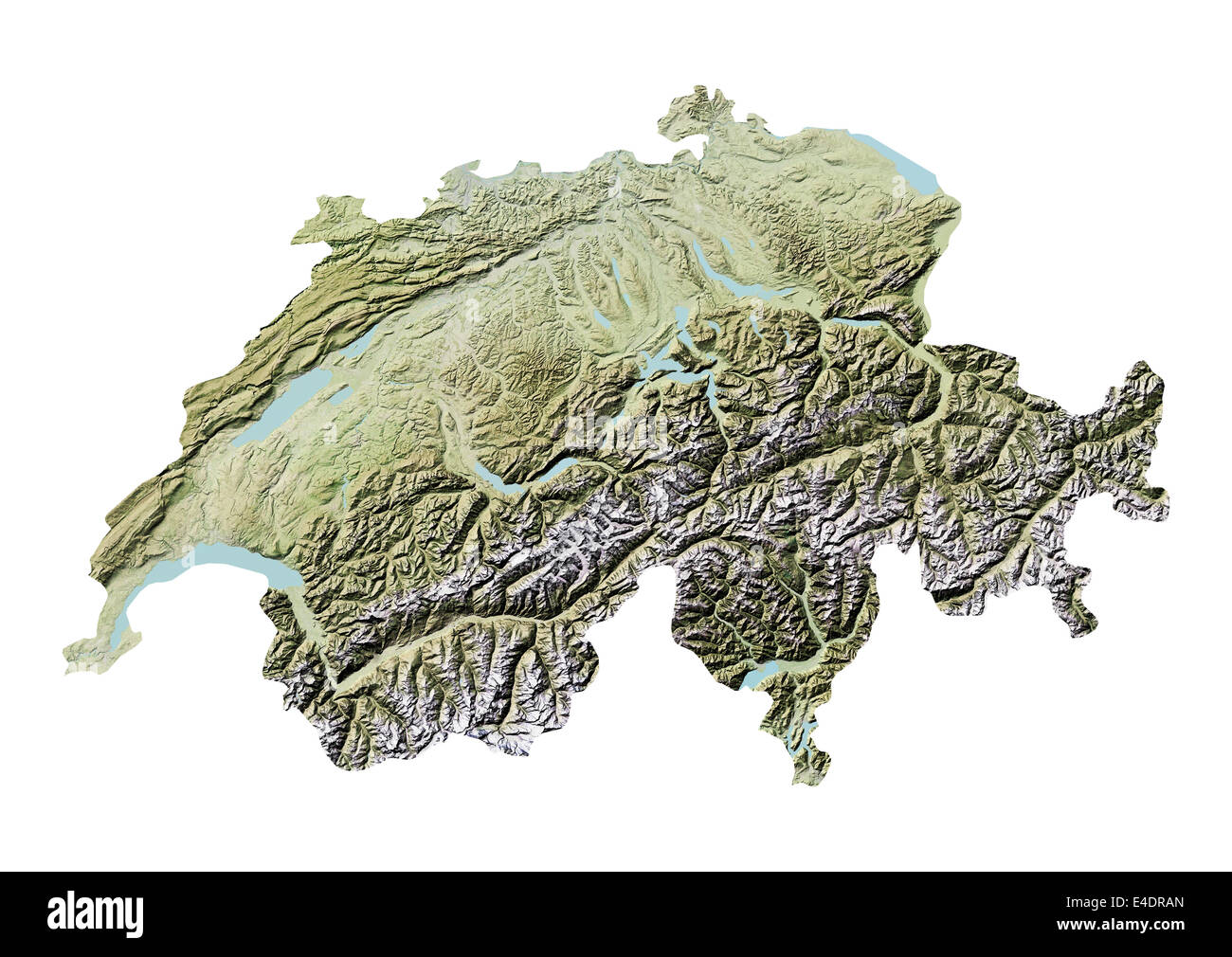 Reliefkarte der Schweiz Stockfoto