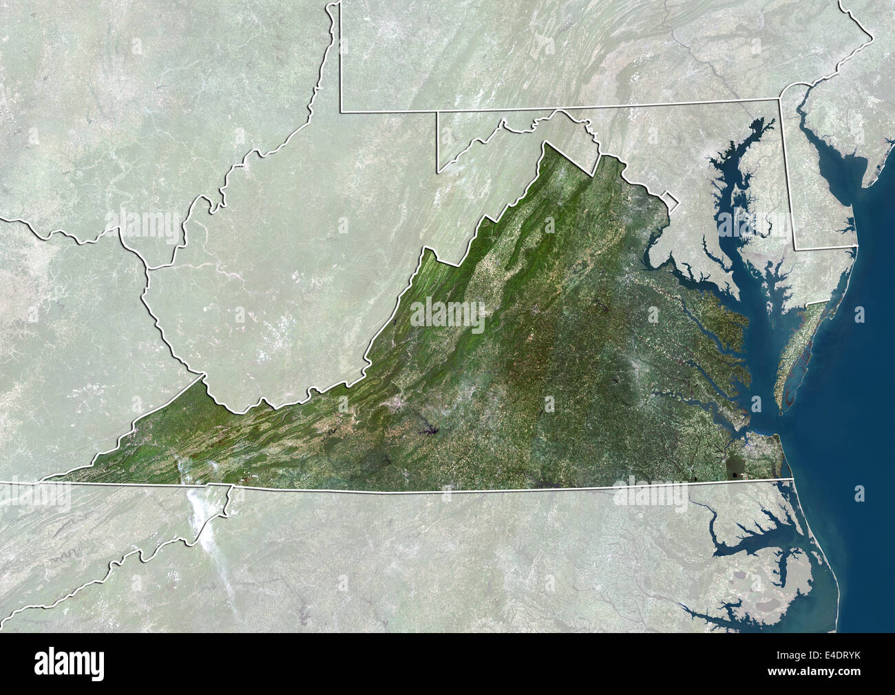 US-Bundesstaat Virginia, Vereinigte Staaten, Echtfarben-Satellitenbild Stockfoto