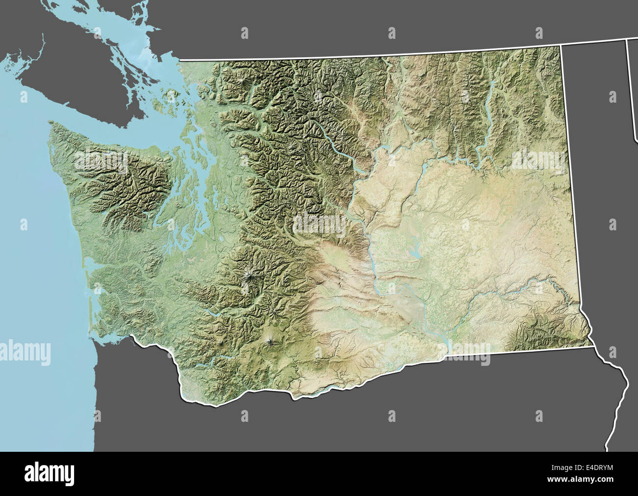 US-Bundesstaat Washington, Vereinigte Staaten, Reliefkarte Stockfoto