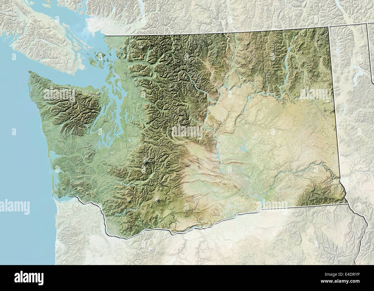 US-Bundesstaat Washington, Vereinigte Staaten, Reliefkarte Stockfoto