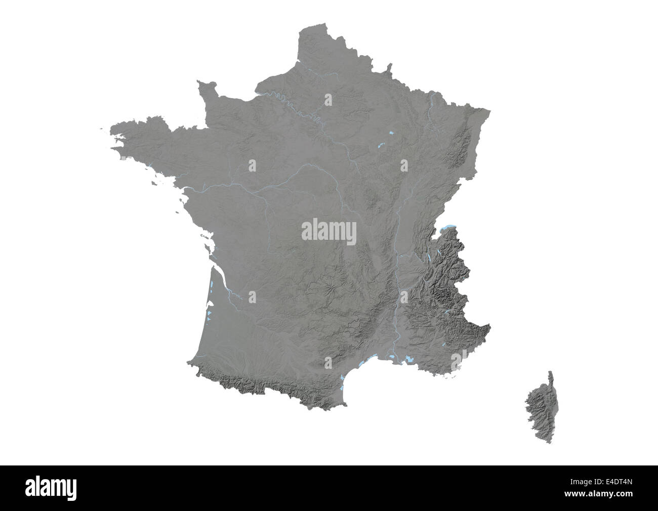 Frankreich, Reliefkarte Stockfoto