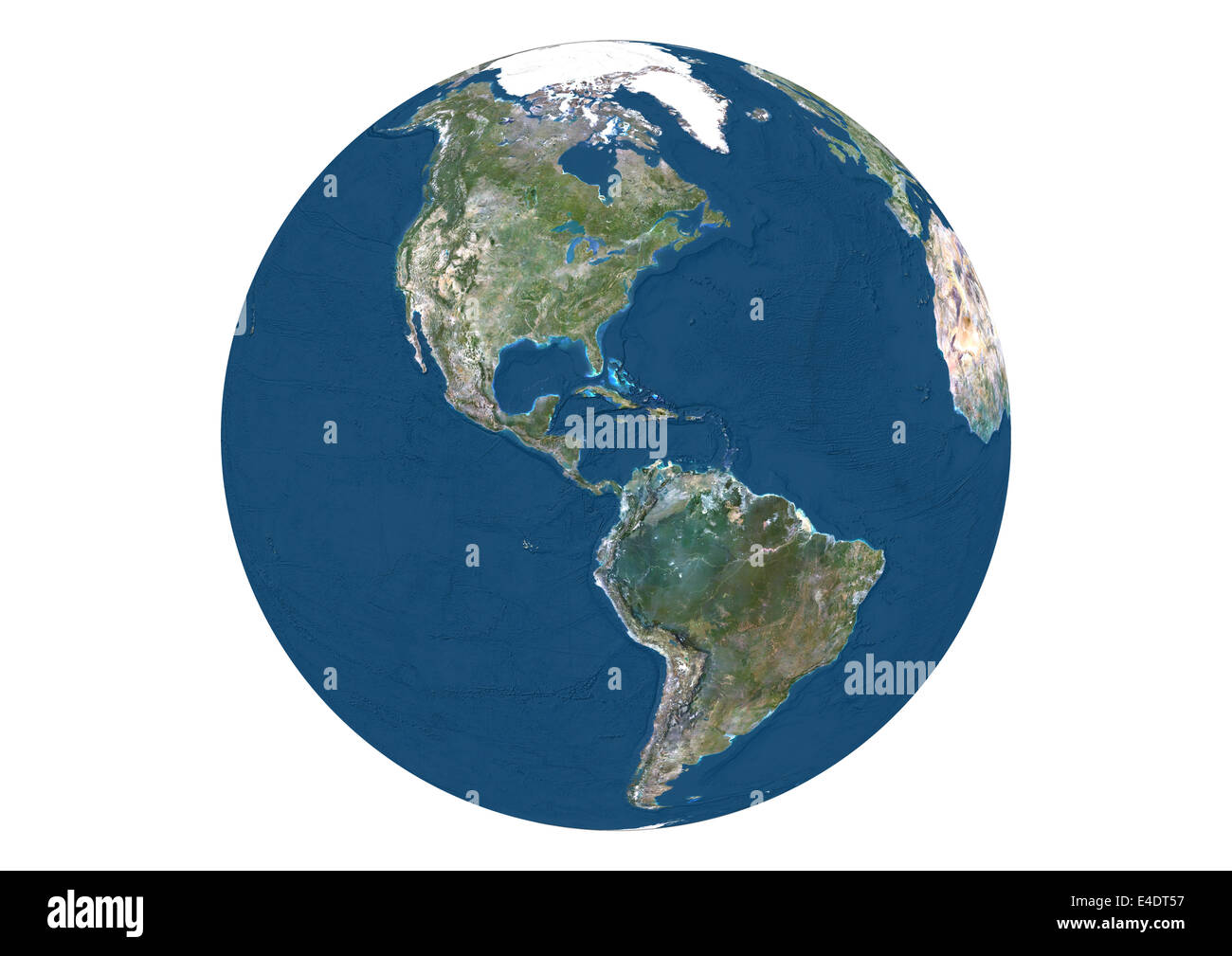 Erdkugel zeigt Nord- und südamerikanischen Kontinent Stockfoto