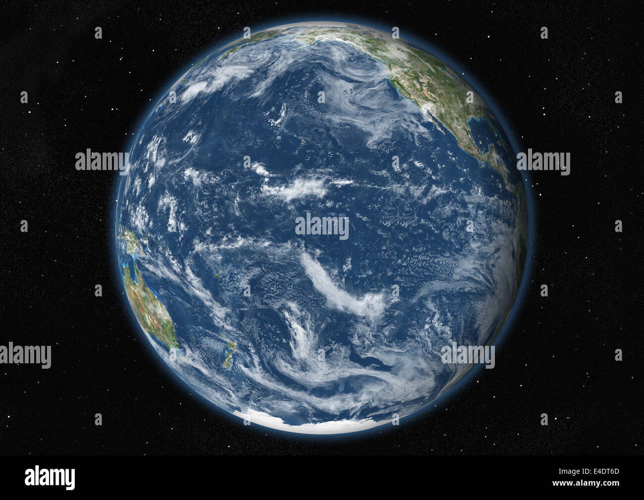 Erde Globus zeigt Pazifischen Ozean Stockfoto