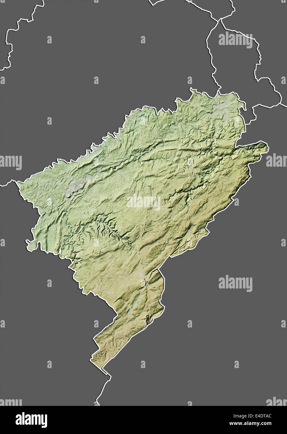 Departement Doubs, Frankreich, Reliefkarte Stockfoto