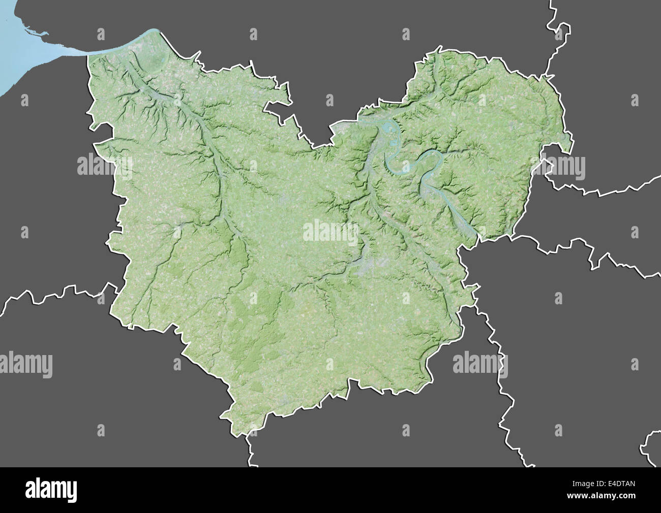 Departement Eure, Frankreich, Reliefkarte Stockfoto