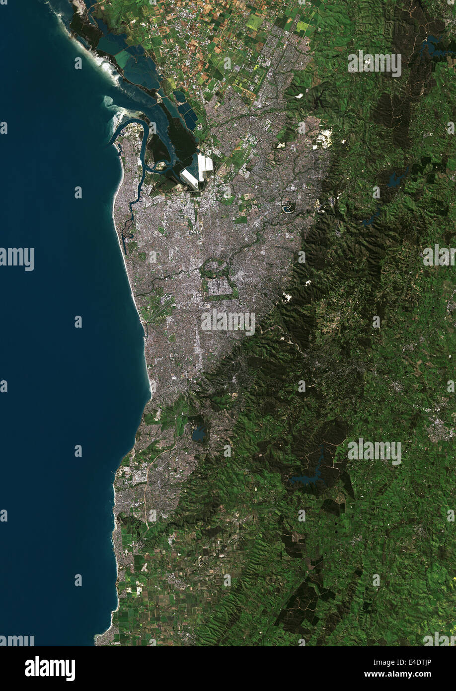 Adelaide, Australien, Echtfarben-Satellitenbild. Adelaide, Australien. Echtfarben-Satellitenbild von Adelaide, der Hauptstadt Stockfoto