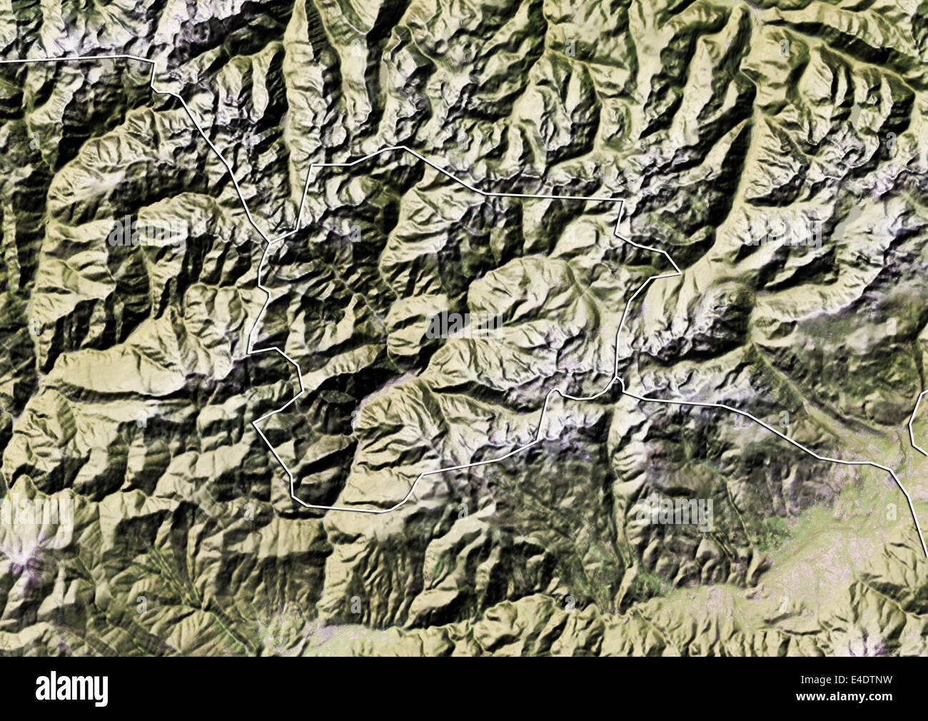 Andorra, Reliefkarte mit Rand Stockfoto