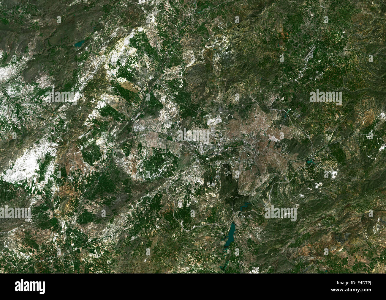 Ankara, Türkei, Echtfarben-Satellitenbild. Ankara, Türkei. Echtfarben-Satellitenbild von Ankara, die Hauptstadt der Türkei. Stockfoto