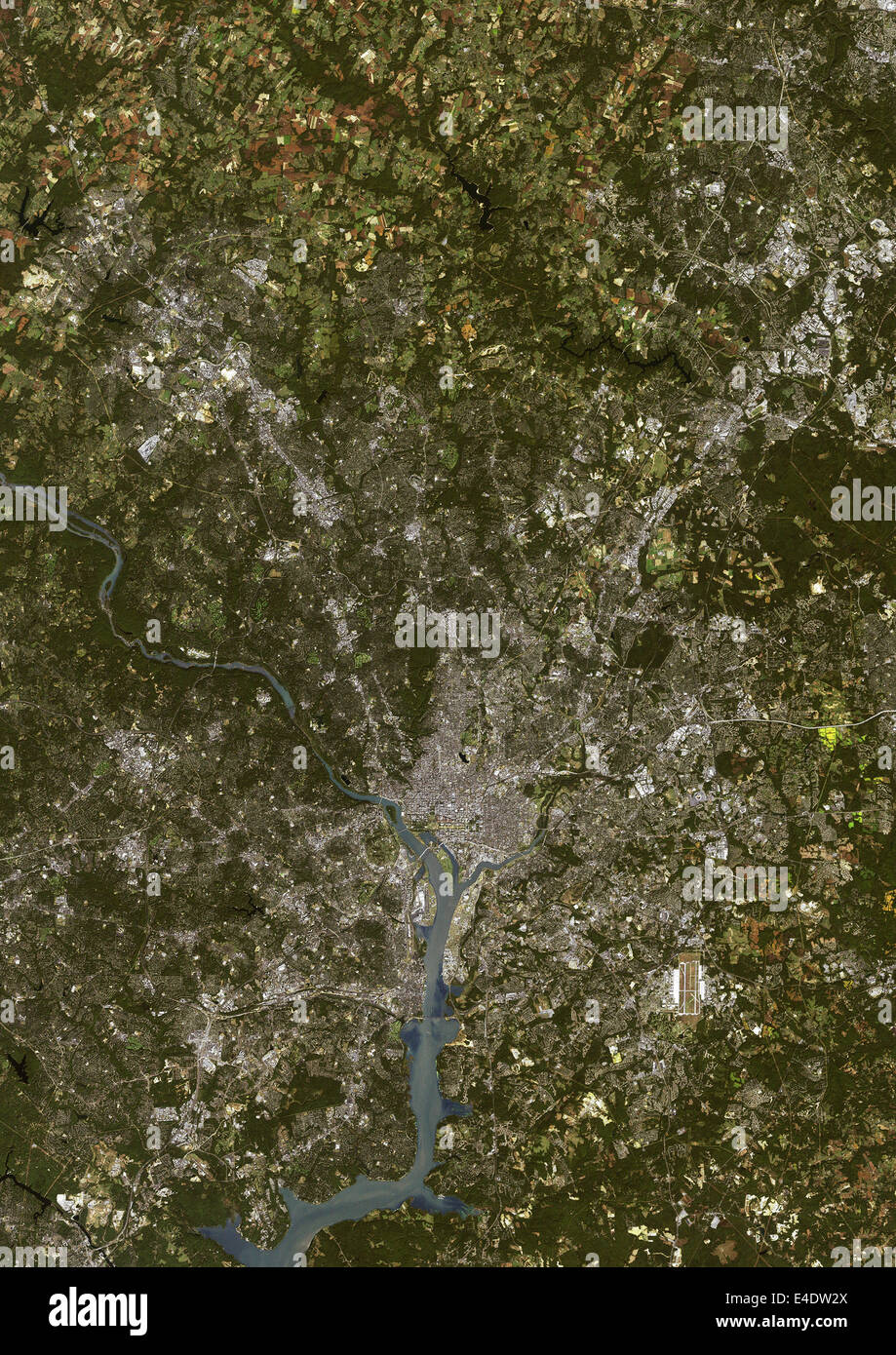 Washington D.C., Usa, Echtfarben-Satellitenbild. Washington, D.C., USA. Echtfarben-Satellitenbild von Washington, D.C., k Stockfoto