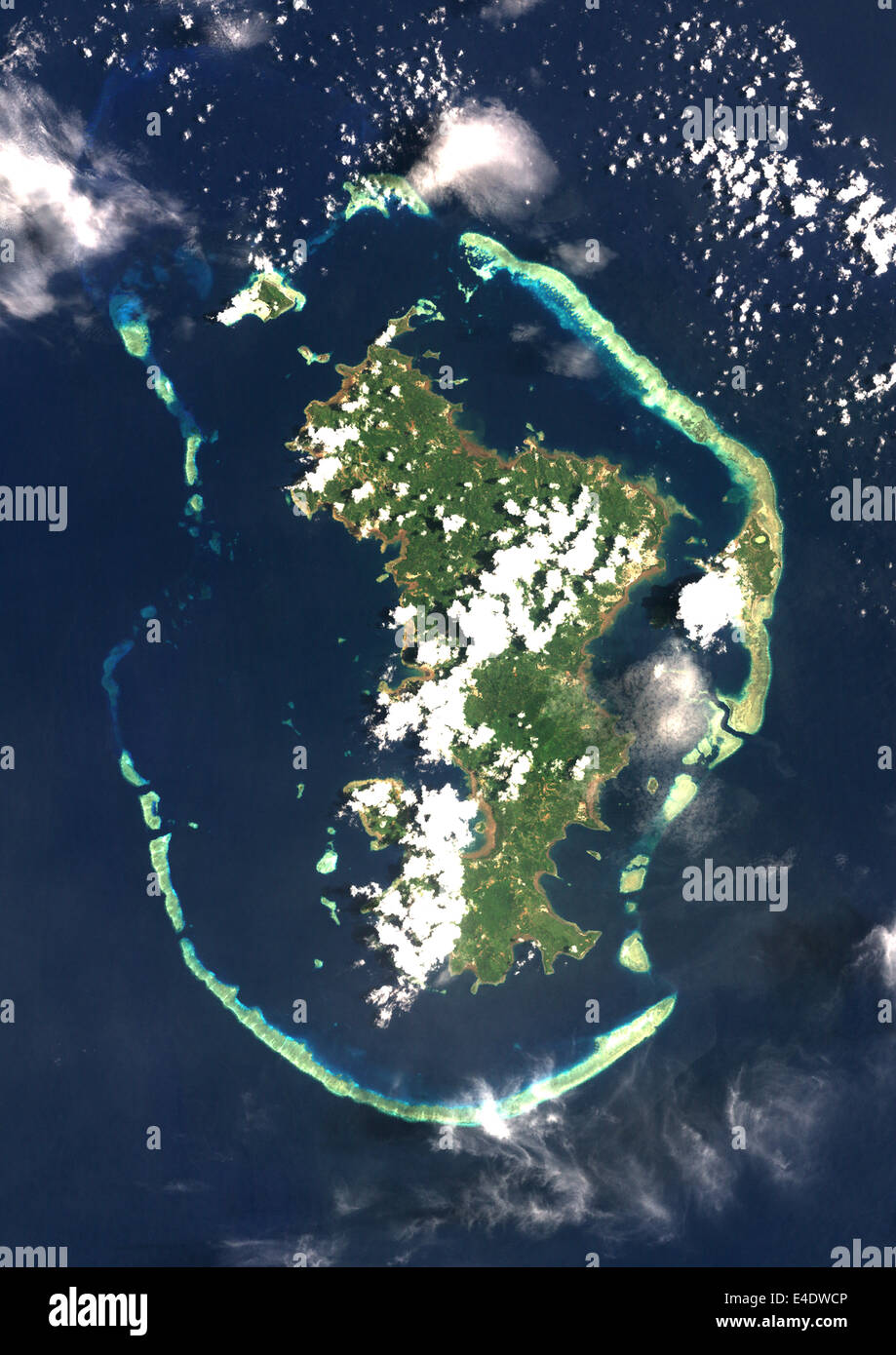 Mayotte, Afrika, Echtfarben-Satellitenbild. Satellitenansicht von Mayotte, ein Übersee Kollektivität von Frankreich, in den nördlichen Moz Stockfoto