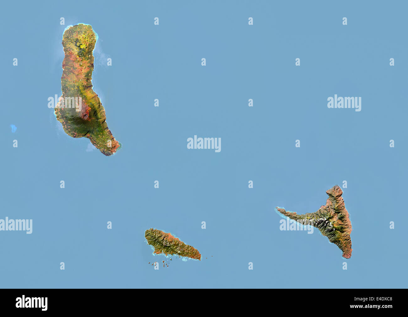 Komoren, Satellitenbild mit Relief-Effekt Stockfoto