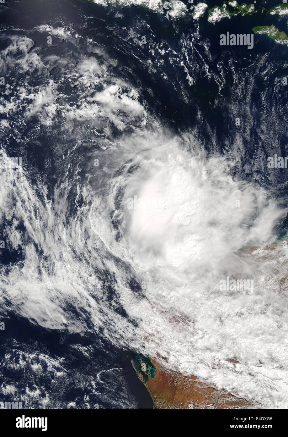 Wirbelsturm Inigo, Australien, wahre 2003, Farbe Satellitenbild. Tropischer Wirbelsturm Inigo vor der Küste von Western Australia auf 8 A Stockfoto