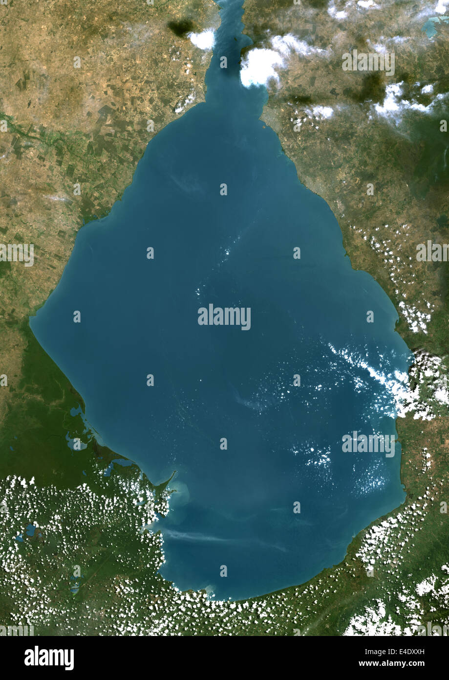 Maracaibo-See, Venezuela, Echtfarben-Satellitenbild. Echtfarben-Satellitenbild von Maracaibo-See in Venezuela, Verbindung Stockfoto