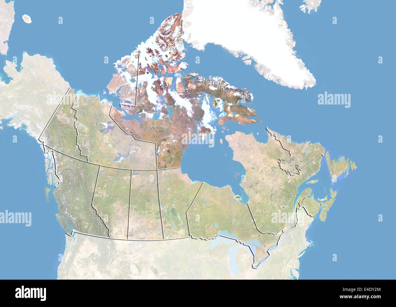 Kanada und dem Territorium Nunavut, Satellitenbild mit Relief-Effekt Stockfoto