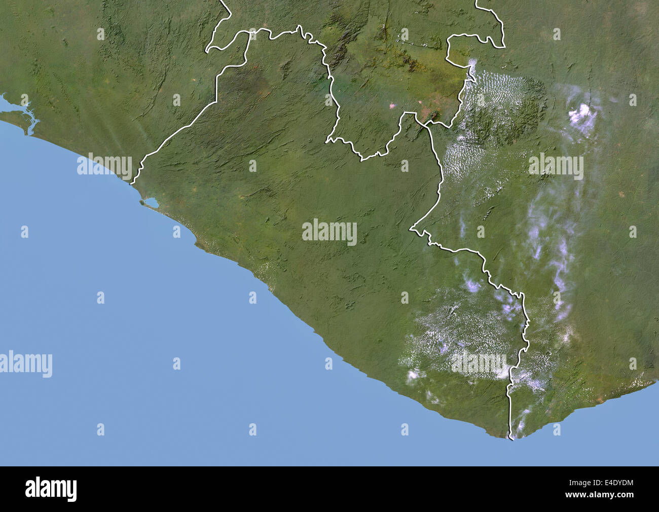 Liberia, Satellitenbild mit Relief-Effekt, mit Rand Stockfoto